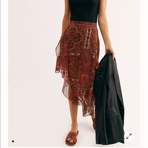 Free People Laney Printed Midi Skirt